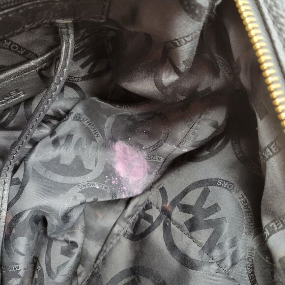 Michael Kors Black Leather Tote Bag Shoulder Bag Gold Tone Hardware 17x12x5.5 - Picture 14 of 14